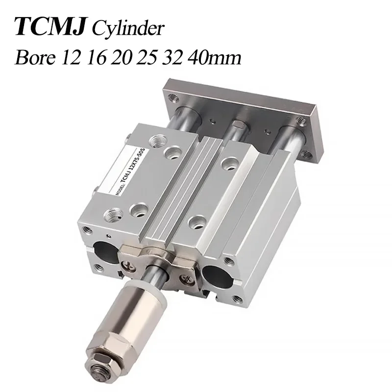 HLH TCMJ12/16/20/25/32/40 * 20-150mm High Quality TCMJ Adjustable Stroke Pneumatic Cylinder With Guide Rod Three Bar Three-axis