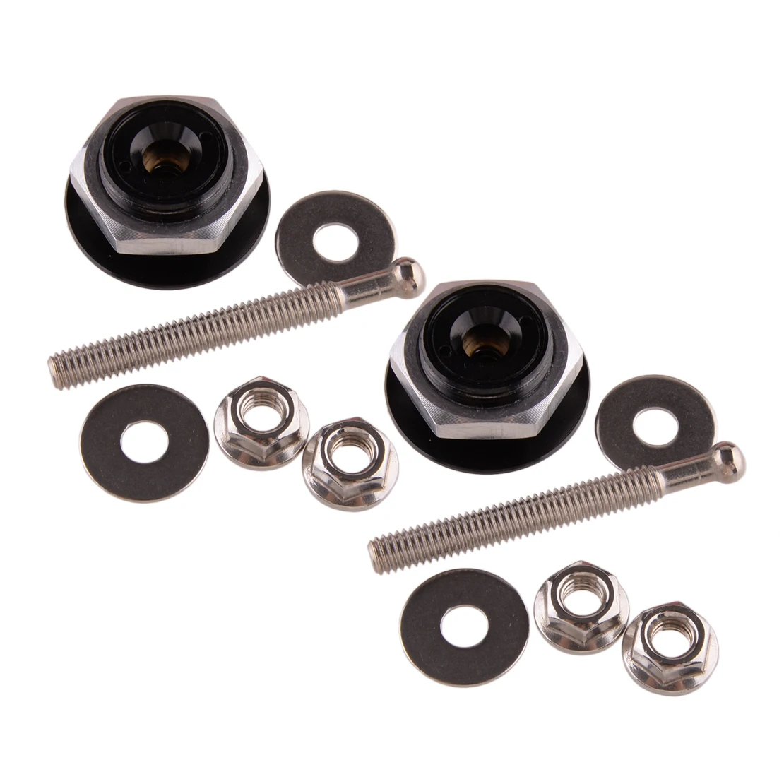 2 Sets Car Bumper Quick Release Fastener Kit Fender Hatch Lid Hood Latch Push Button Universal Black Aluminum Alloy