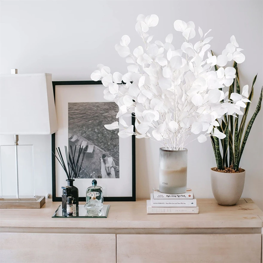 

Artificial flower Silk Long branch Eucalyptus combination bridal bouquet Wedding Home vase table DIY gifts boxes scrapbook Decor