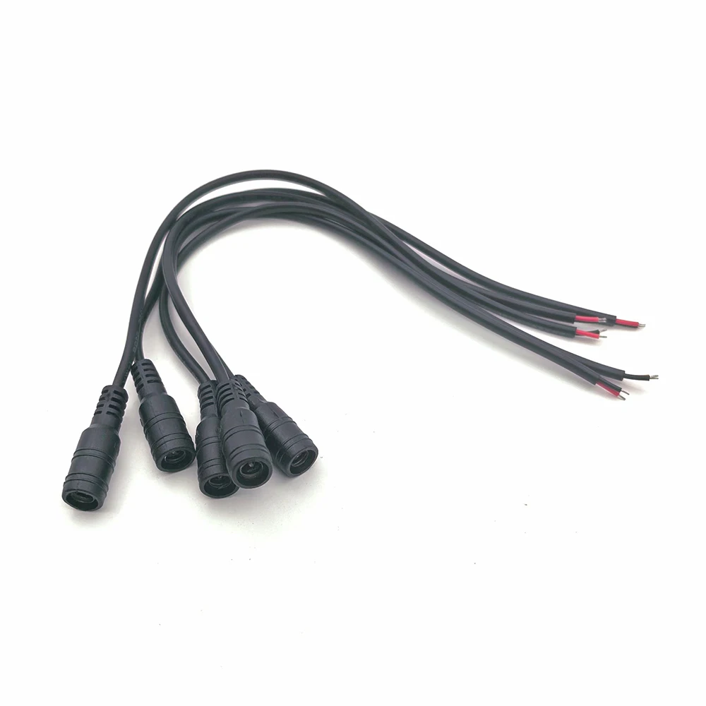 5 Stuks Zwart 5.5x2.1mm DC Plug Jack Connector Kabel Pigtail 12V Mannelijke Vrouwelijke 5.5*2.1 DC Adapter voor 5050 3528 LED Strip Licht