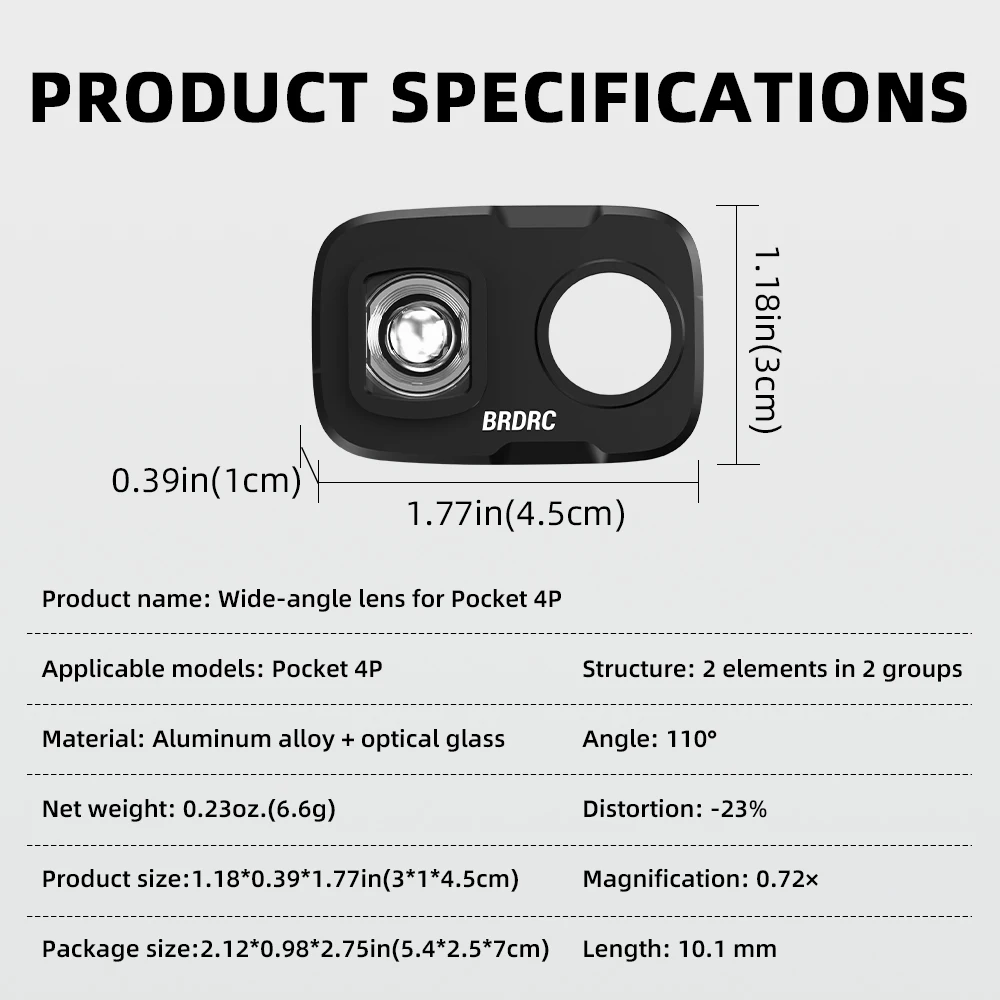 Ultra-Weitwinkel-Objektivfilter für DJI OSMO POCKET 4 Pro 0,72X Optisches Glasobjektiv 110 Grad Weitwinkel-Sichtfeld Kratzfest POCKET 4P Zubehör – Detail 11