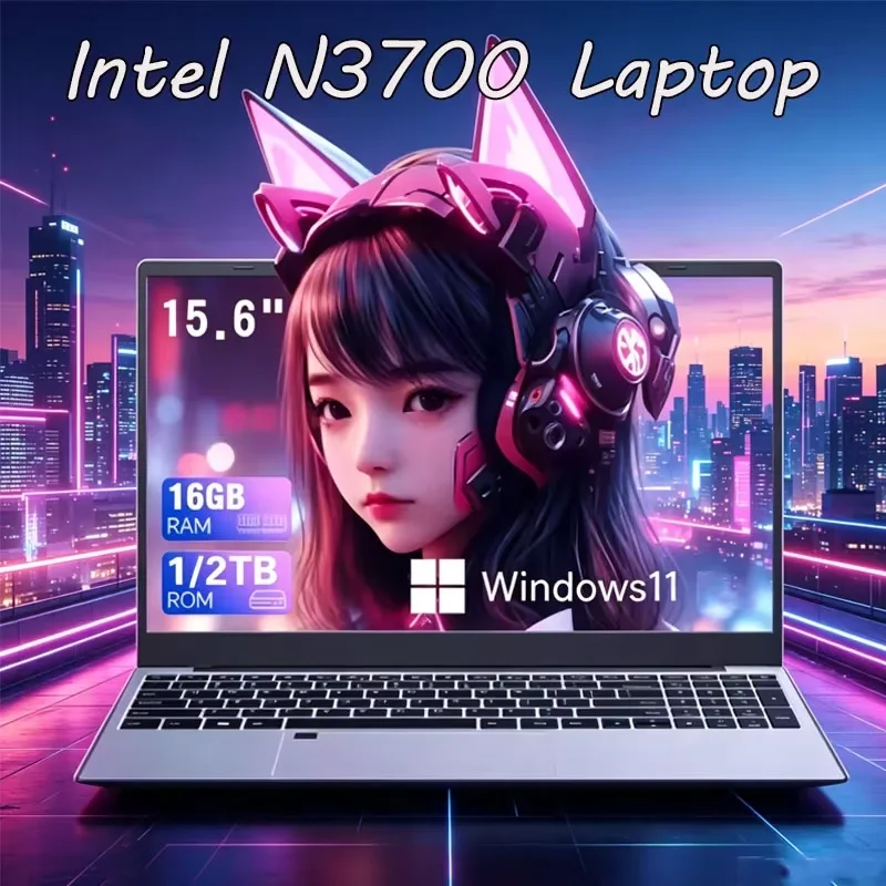 2026 New Intel N3700 15.6 Inch Laptop 1.6GHz Base 2.4GHz Turbo 16GB RAM 2TB SSD Ultra Slim Gaming Pro High Performance Unit Plus