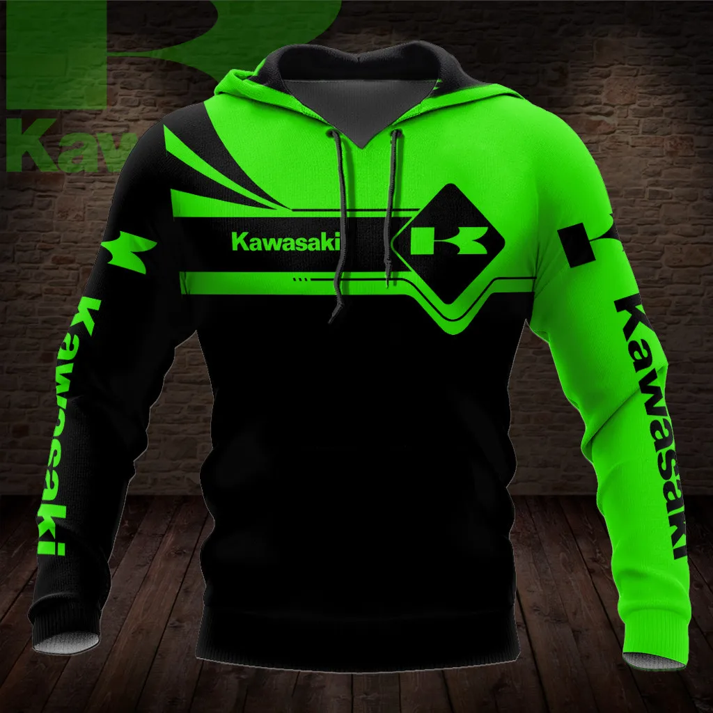 Kawasaki Street Mens Clothing Child Sweatshirt Extreme Sports Oversized Hoodie Racing Suit Unisex High-quality Motorcycle Men's