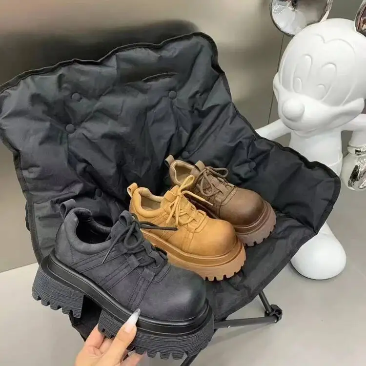 

Platform Women Shoes Flats Designe Loafers shoes Fashion New Walking Shoes Classic Dress Lace Up Trend Female Cozy Zapatillas