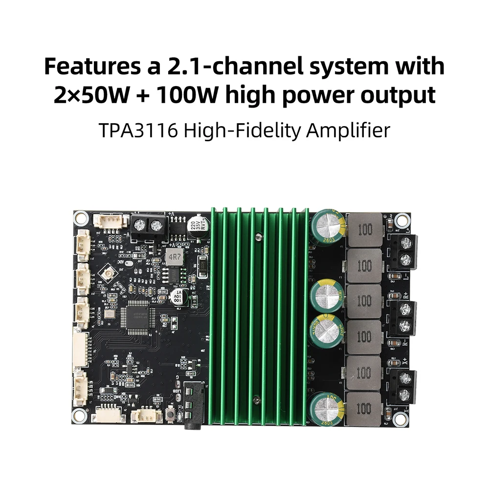 TPA3116 Bluetooth 2.1-Kanal-Verstärkerplatine, hohe Leistung 2x50W+100W 2x150W mit mobile App-Tuning für Heimkaraoke, Auto-Audio, DIY – Detail 3