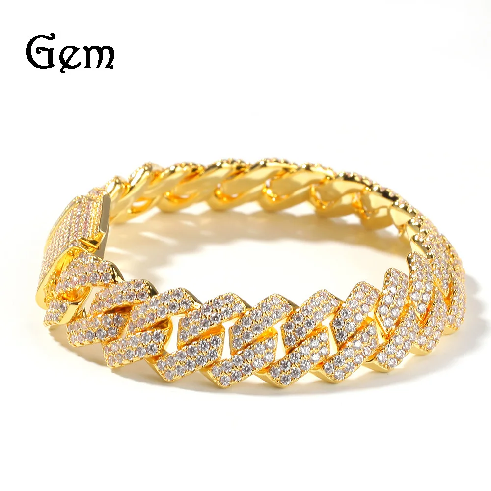 Luxury 24K 9999 Pure Gold real gold Hip Hop Diamond Bracelet Men's Cuban Bracelet
