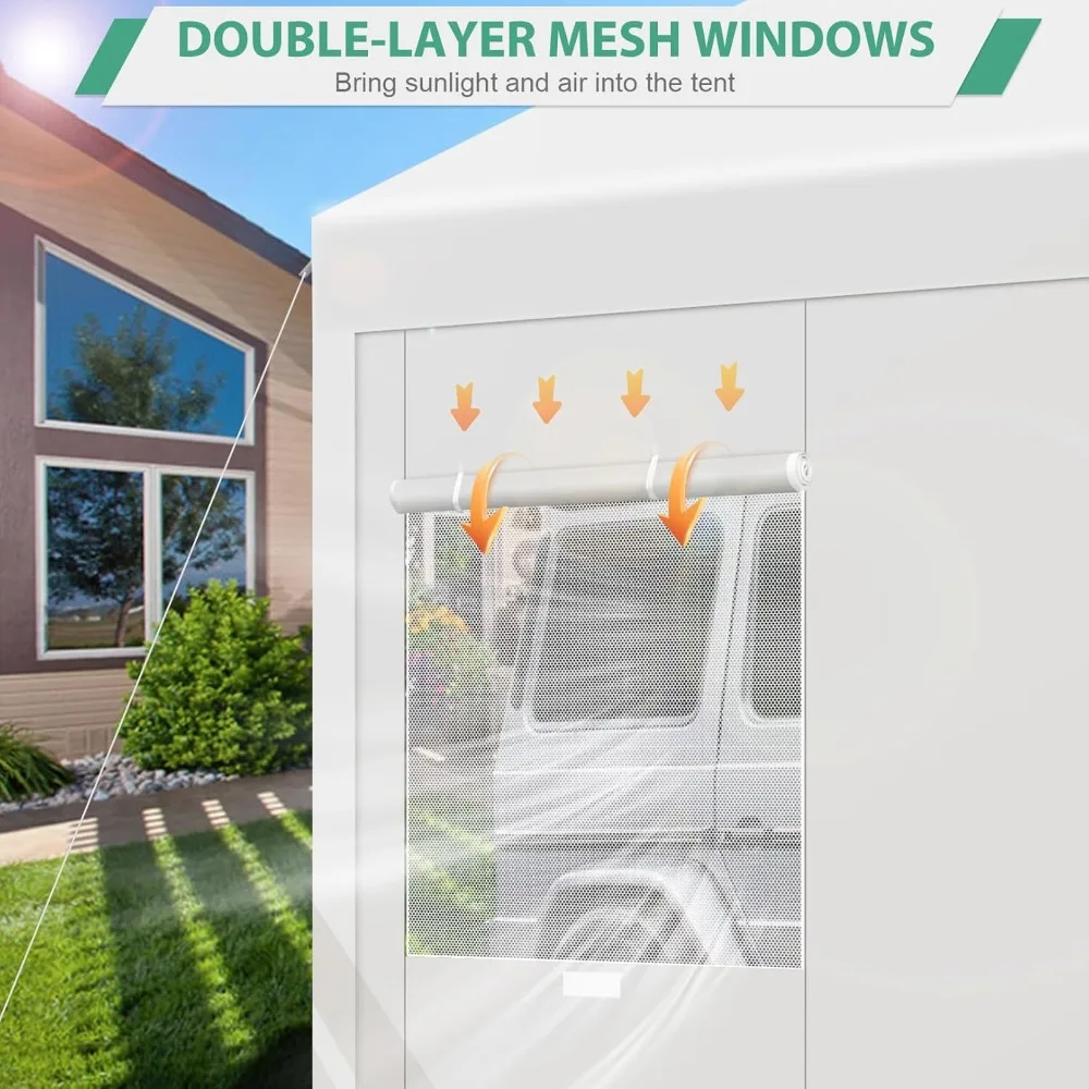 Car Ports 12x20 Heavy Duty Portable Garage, Upgraded Canopy with Removable Sidewalls, Ventilated Windows & Built-in Sandbags, W