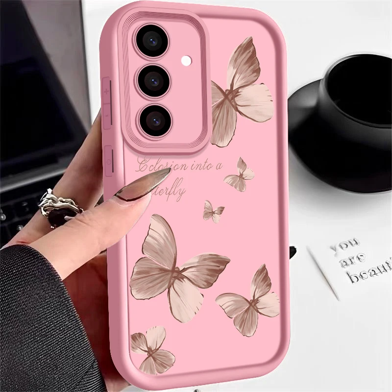 Goldene Schmetterling Soft-TPU-Hülle für Samsung Galaxy A57 A55 A17 A15 A56 A16 A35 A25 5G S26 S25 S24 S23 S22 Ultra S23 FE Handyhülle