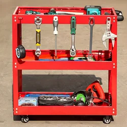 3 Tier Rolling Tool Cart,Heavy Duty Steel Utility Cart,With hooks Tool Organizer Perfect for Garage, Warehouse&Repair Shop