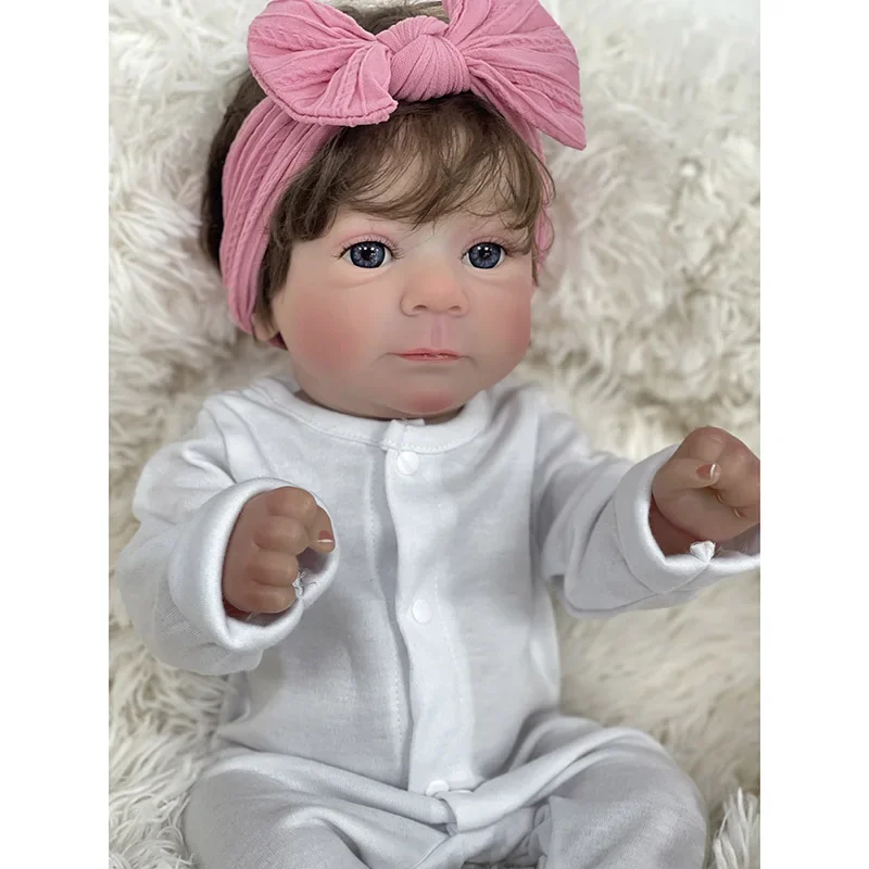 45CM Full Body Already Painted  Reborn Baby Doll Felicia Same as Picture Lifelike Soft Touch3D Skin Hand-Root Hair Visible