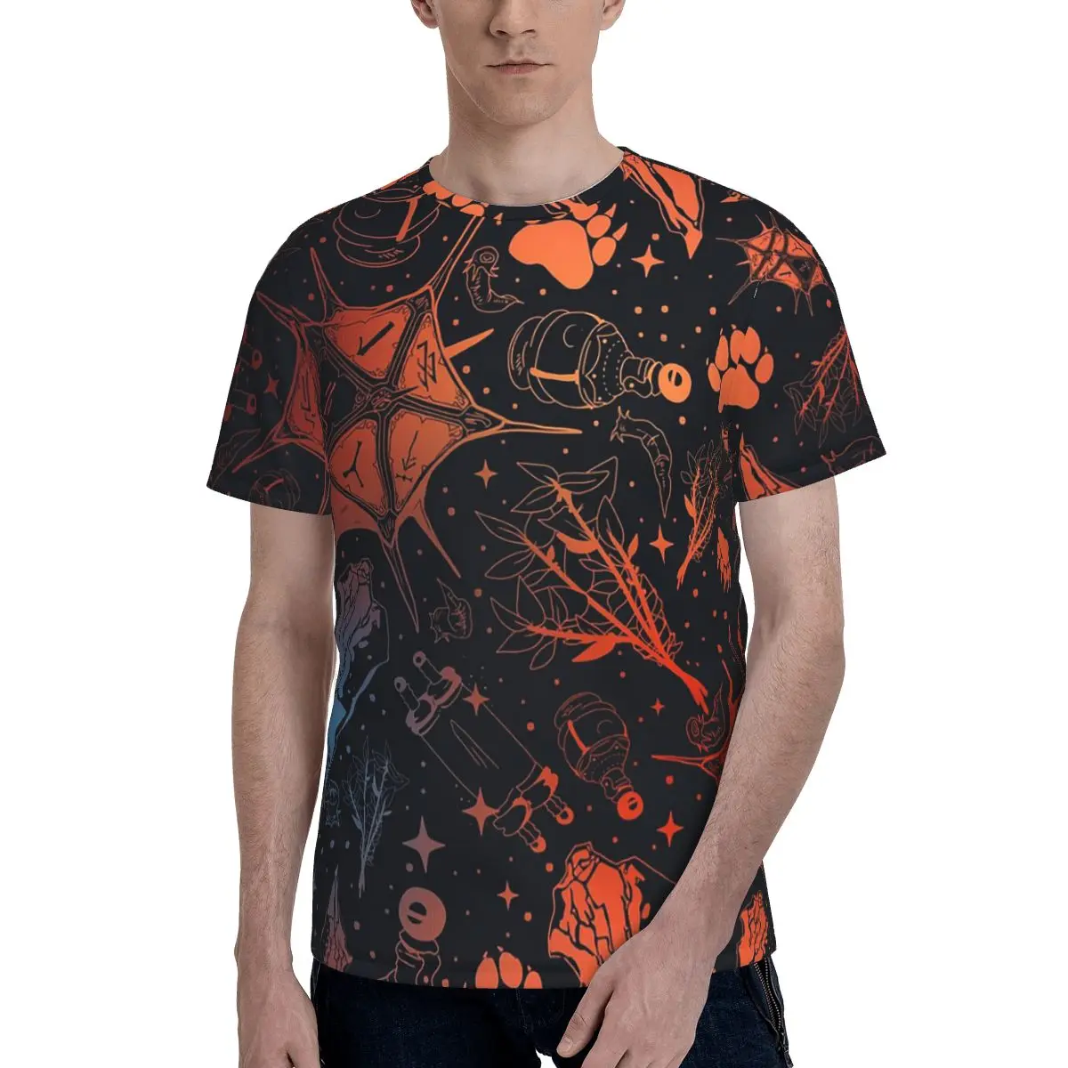 BG3 Pattern Astarion Shadowheart Druid Potion T-Shirt for Men Cotton T Shirts Men's Tees Short Crew Neck Summer Clothes Tops