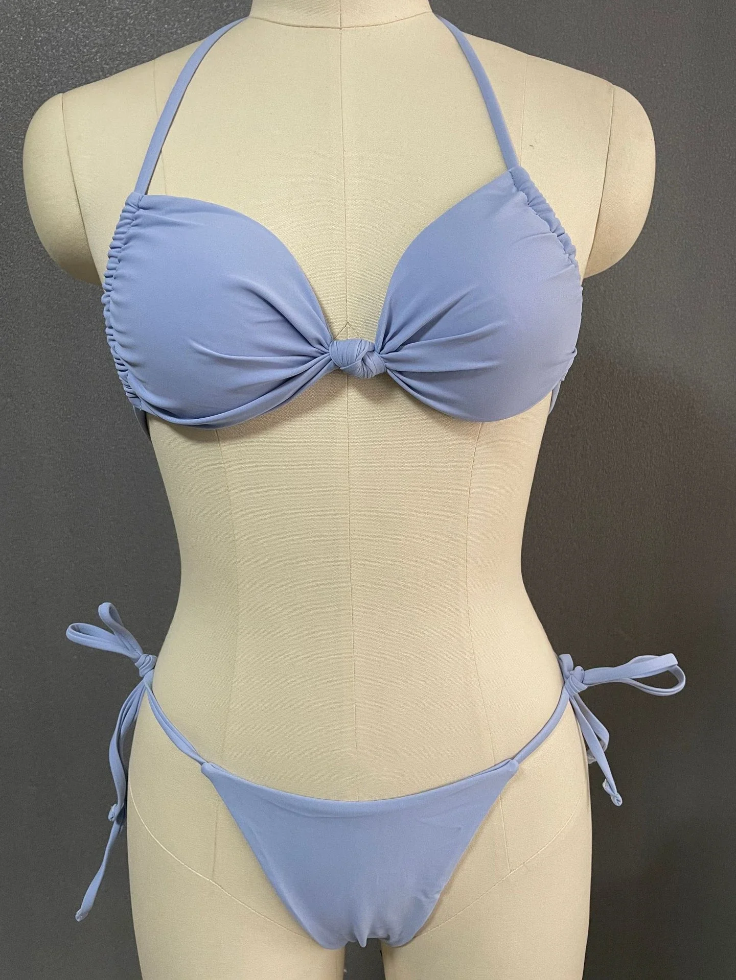 Sexy blauer Bandeau-Badeanzug, Tanga-Bikini, 2025, für Damen, faltige Badeanzüge, Schwimmen, Badeanzug, brasilianische Bikinis, Set, Mujer Biquini