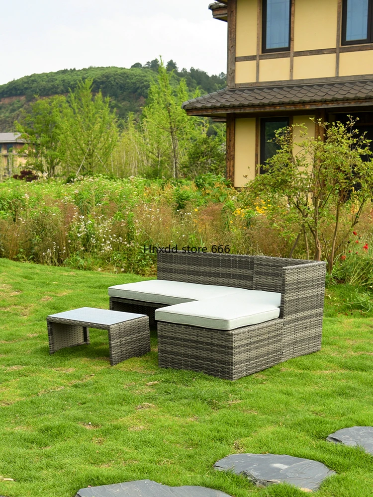 Simple leisure outdoor courtyard all-aluminum rattan sofa combination