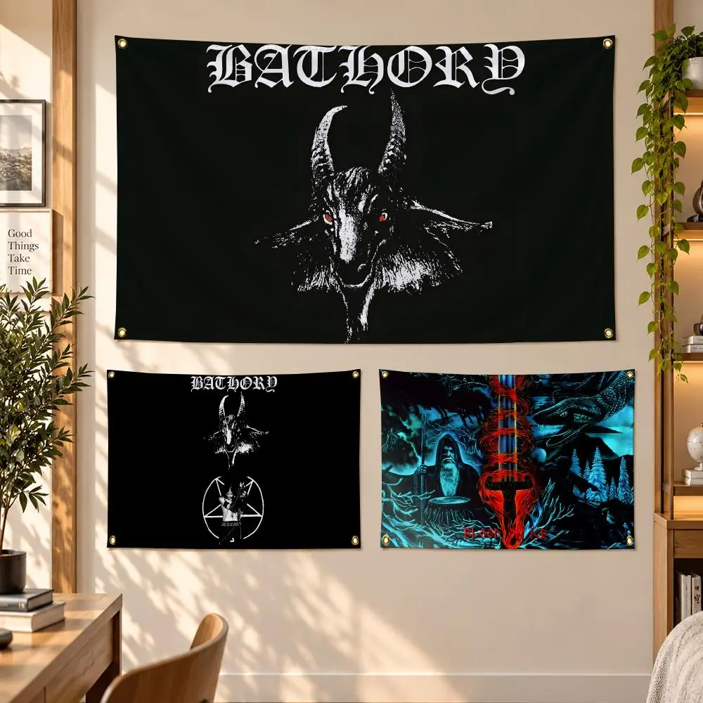 Band Black Metal B-Bathory Flags Banner Decor for Bedroom,Garden,Party,Club,Gaming Room,Garage Fan Gift