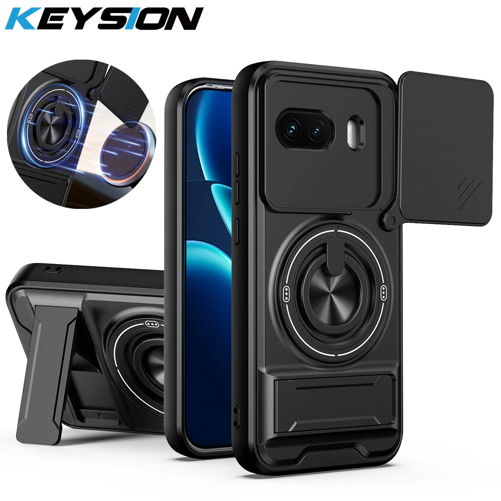 

KEYSION Magnetic Phone Case for IQOO 15R 5G Slide Camera Protection Upright Kickstand Ring Shockproof Cover for IQOO Z11 Turbo