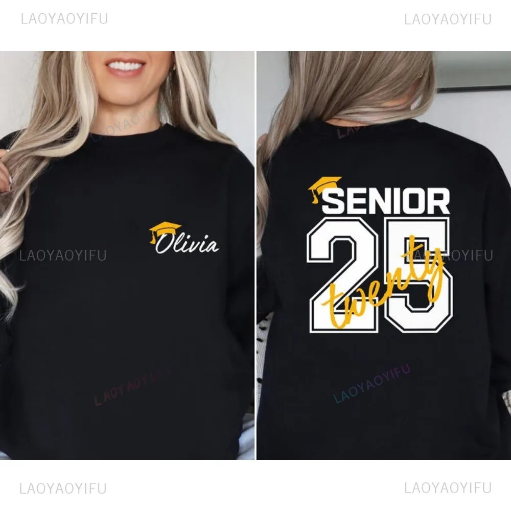 2025 Sweatshirt Graduation 2025 Hoodie Senior Gift Graduation Class of 25 Sweater Senior Hoodie New Casual Simple Casual Style