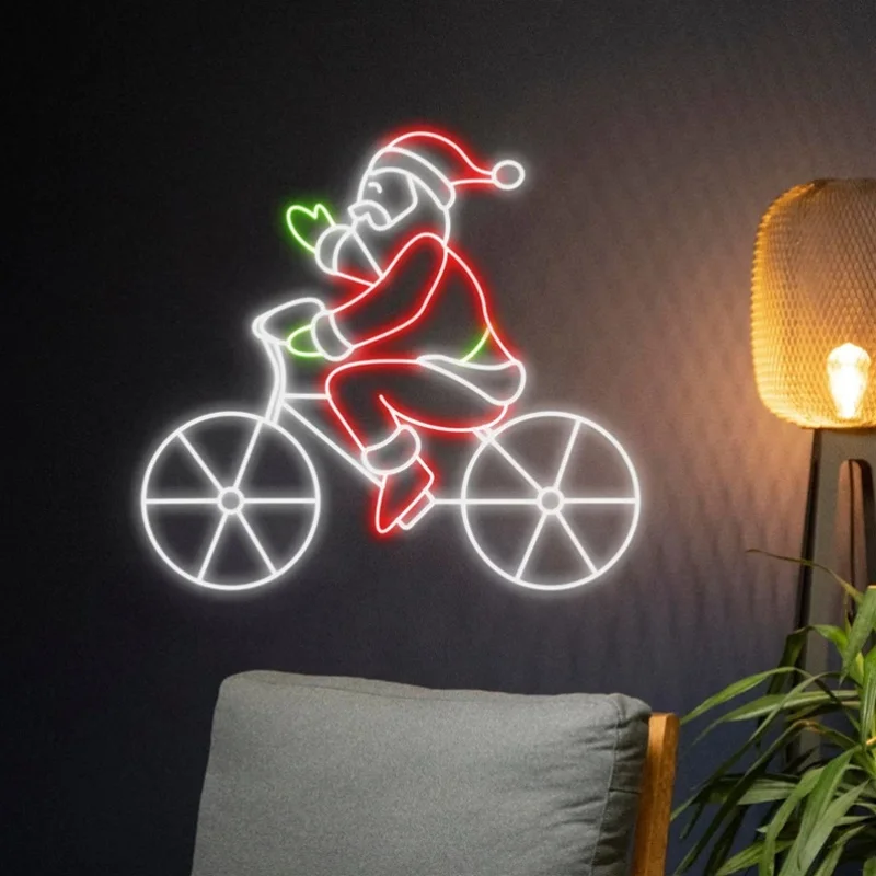 سانتا كلوز ركوب دراجة النيون تسجيل USB عكس الضوء LED ضوء النيون تسجيل لشرب بار رجل كهف غرفة نوم لعبة غرفة ديكور جدران الطرف