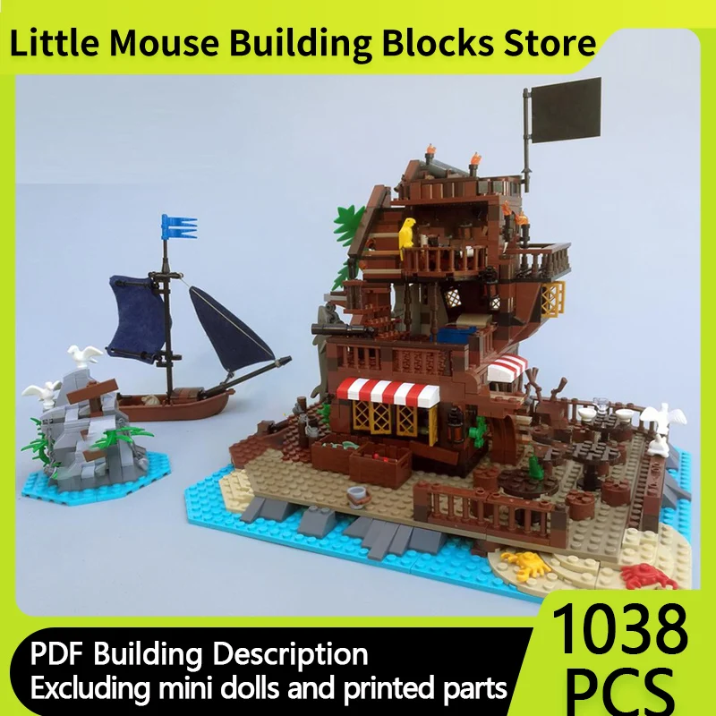 

Medieval Castle Model MOC Building Bricks Pirate Island Inn Modular Technology Gifts Holiday Assemble Children Toys Suit