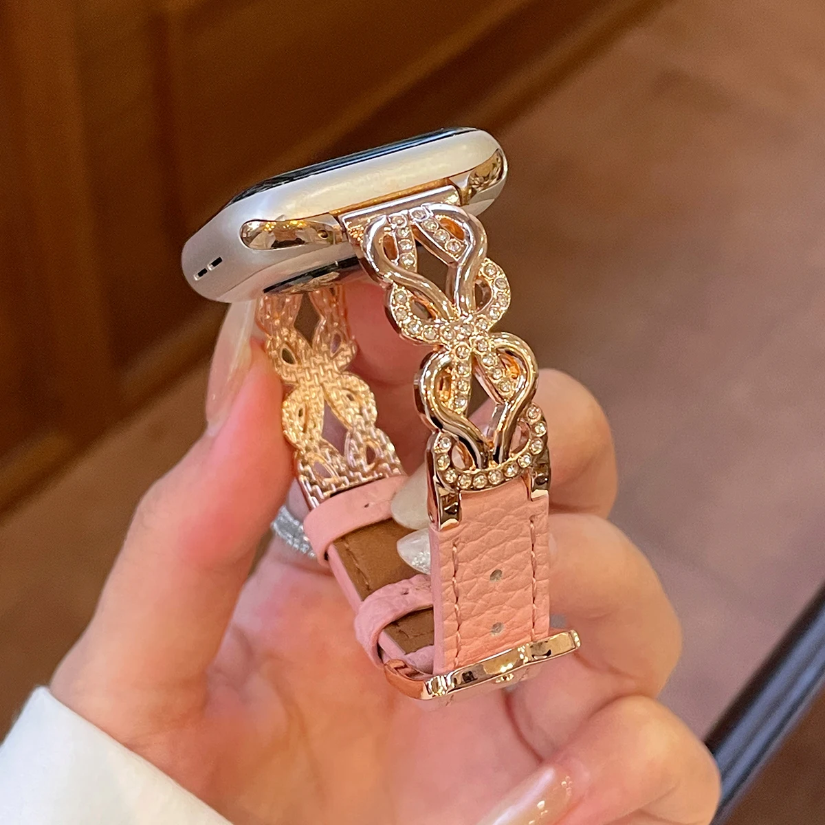 Women Diamond Strap for Apple Watch Se 11/10/9/8 Band 46mm 42mm 45mm 40mm 41mm 44/49mm Leather Bling Bracelet Belt for iWatch 7