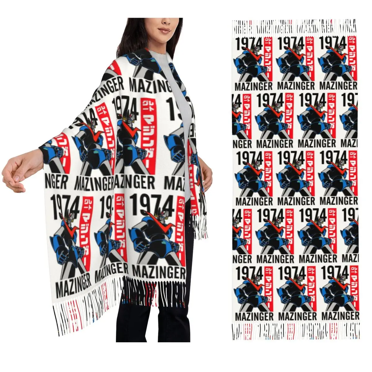 

Mazinger Z Mad Robot Grendizer аниме Манга шарф шарфы с кисточками для женщин шали и накидки большая осенне-зимняя шаль