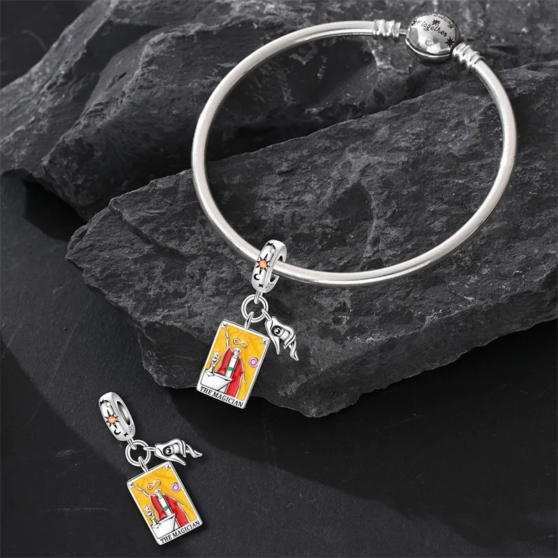 100% 925 Sterling Silver Tarot Collection Pendant DIY Hourglass Beads Fit Pandach Original Bracelet Women Jewelry Birthday Gift