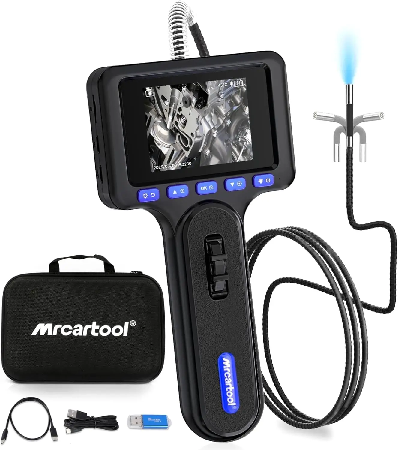 

MRCARTOOL N100 Industrial Endoscope Built-in 32GB Memory Card 6.25mm Diameter Lens Inspection Camera Automotive Borescope