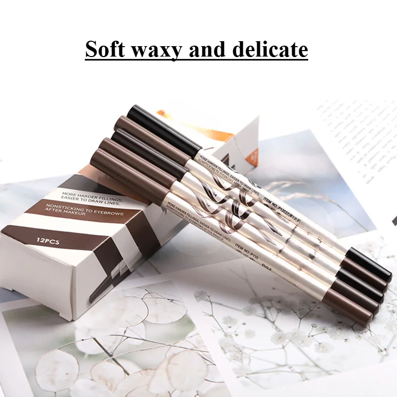 

New double head wooden pole hard core eyebrow pencil waterproof non-smudging non-decolorizing toothbrush head makeup pen