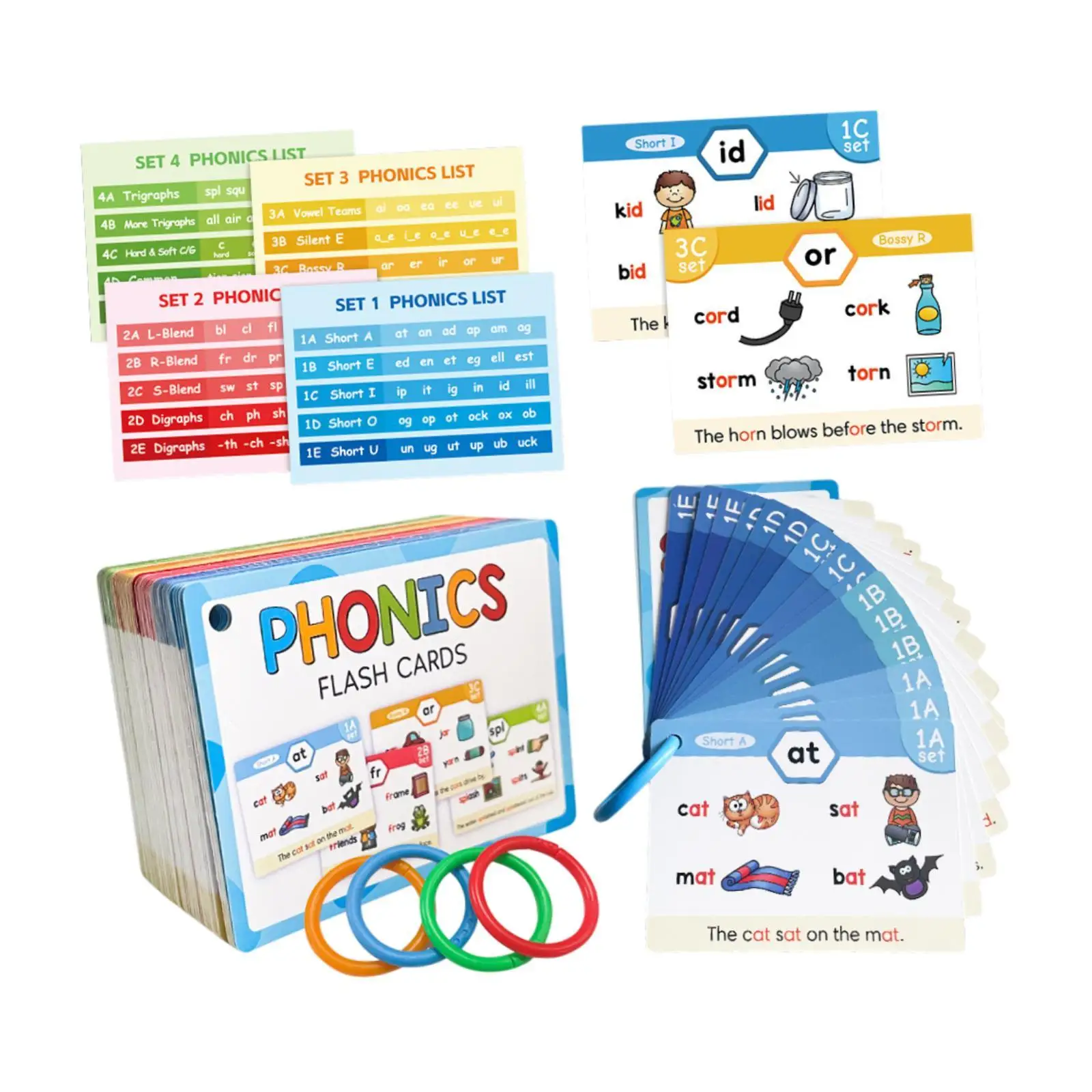 Phonics Flash Cards Letter Sound,Classroom Supplies,Spelling Educational Word Builder Games for Elementary Ages 4-8