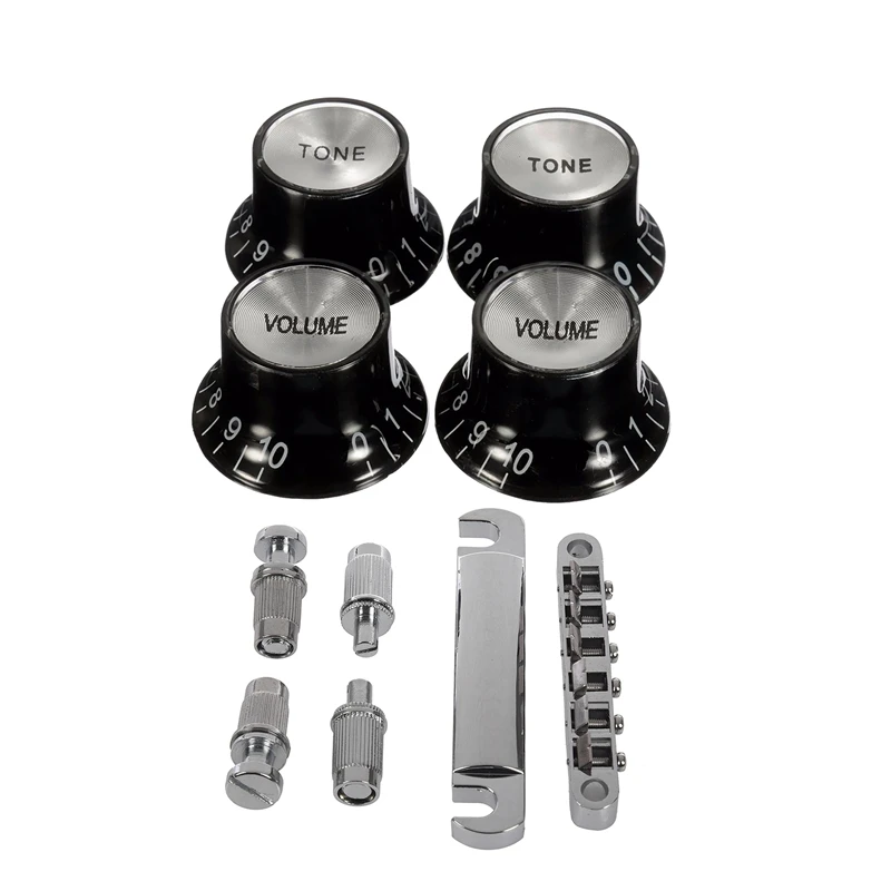 2Set Accessories: 1Set Guitar Knobs 2 Volumes And 2 Tones Top Hat Bell & 1Set Guitar Tune-O-Matic Bridge Tailpiece Tail