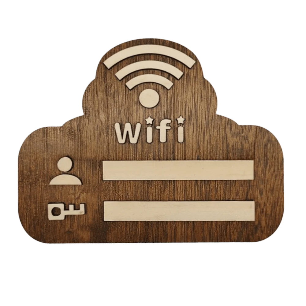 Wooden WiFi Password Sign Rewritable Handwriting WiFi Wall Stickers Wall Mounted Multi-Purpose Use