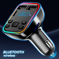 Car Bluetooth 5.0 Wireless FM Transmitter PD Type-C Dual USB 3.1A Fast Charger Colorful Ambient Light Handsfree Audio MP3 Player