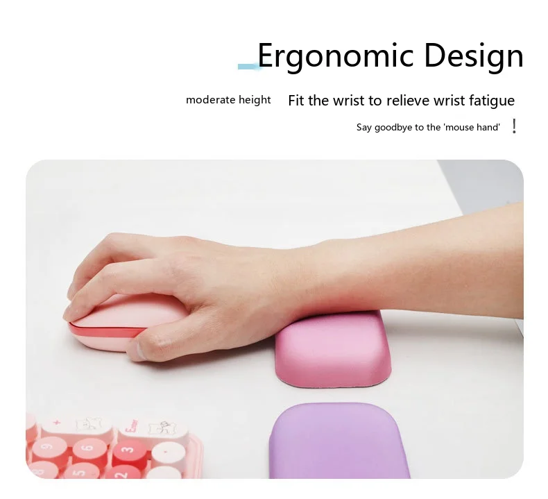 Schaumstoff-Handgelenkauflage Tastatur-Pad-Set 6 Farben Büro Gaming Ergonomische Rutschfeste Schreibtischunterlage – Detail 3