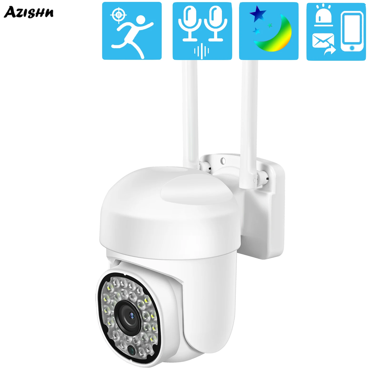 

AZISHN Outdoor 4K 8MP Mini HD AI Auto Tracking Security Night Vision Full Color Camera