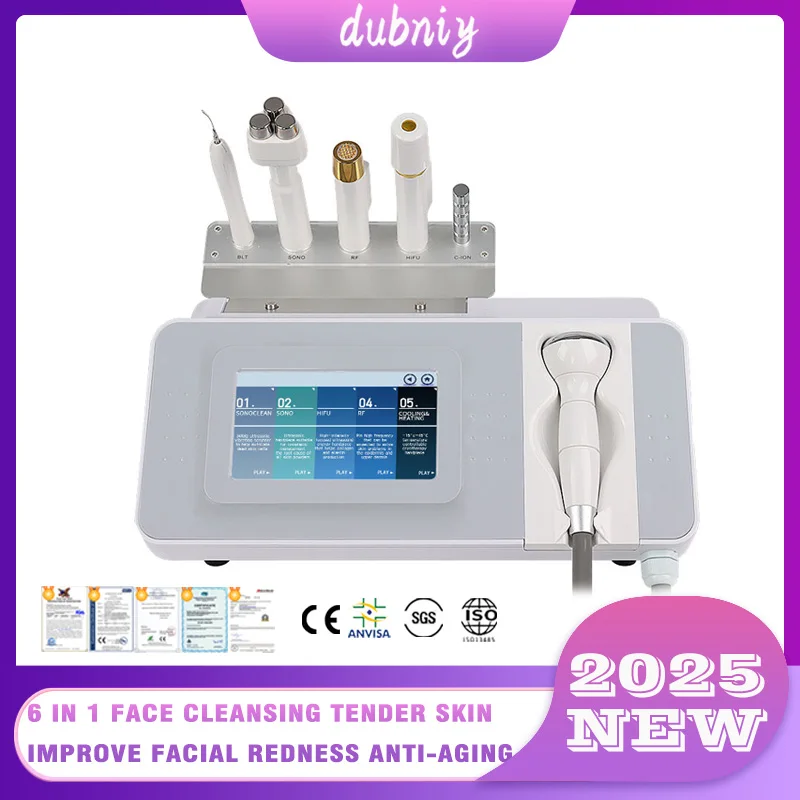 Sześć w jednym urządzeniu do głębokiego oczyszczania skóry, wielofunkcyjny masażer rolkowy do redukcji zmarszczek, wyszczuplania, poprawy blasku i redukcji zaczerwienia skóry.