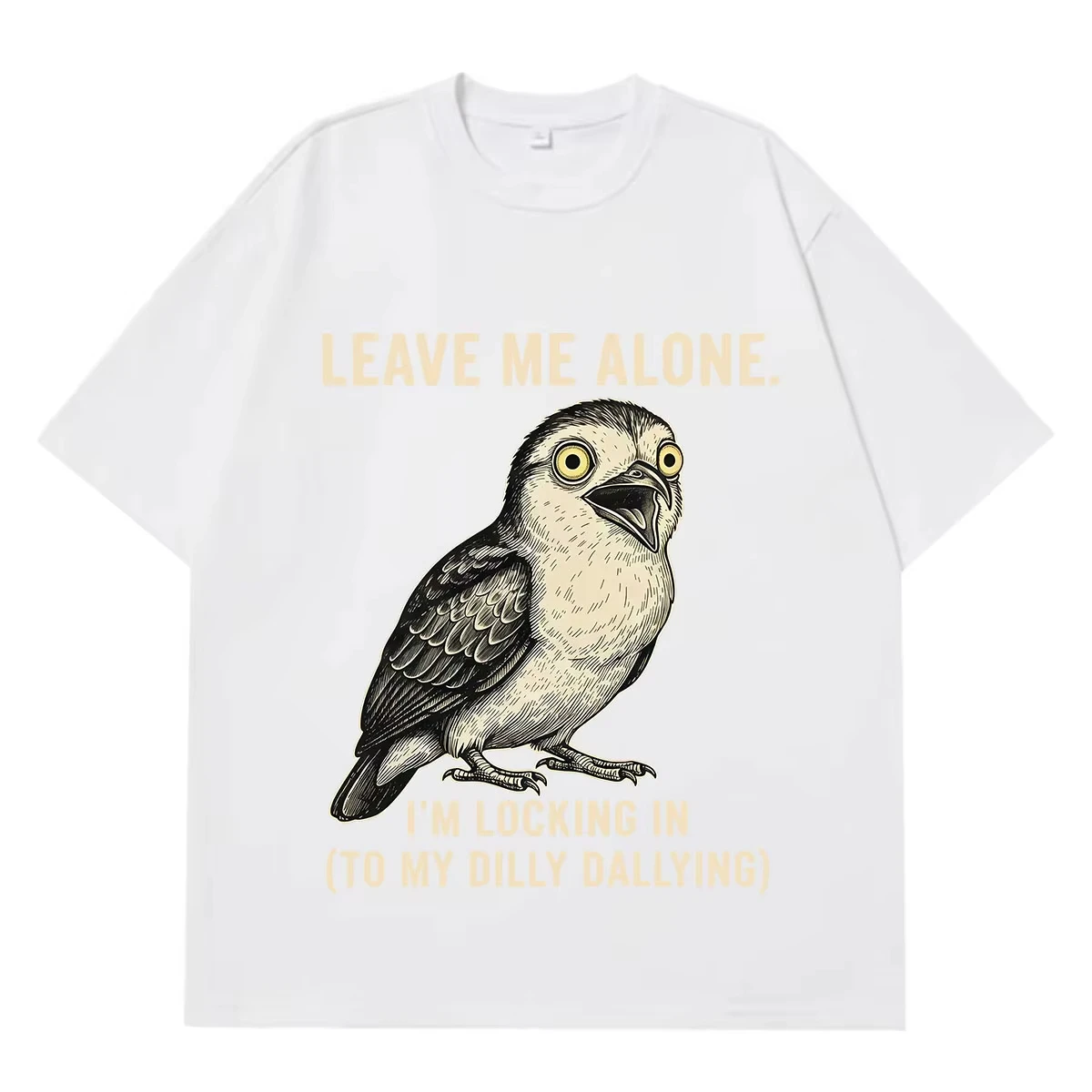 Funny Potoo Bird T-shirt Locking in Dilly Dallying Meme Men Women Fashion Clothing T-shirt Short-sleeved Cotton Casual T-shirts