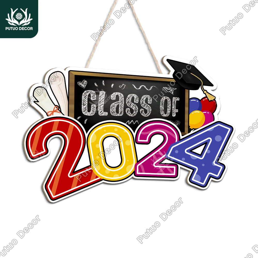 

Putuo Decor 1pc Wooden Hanging Sign Decor, Congratulations to the Class of 2024, home dormitory wall art decoration, gift