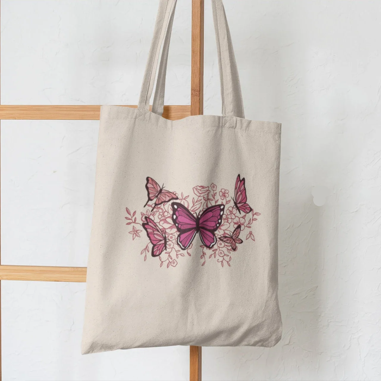 Women Shopper Bag Printed Butterfly  Tote Bag Shopping Bag Canvas Shopper Bag Girl Handbag Tote Shoulder Lady Bag