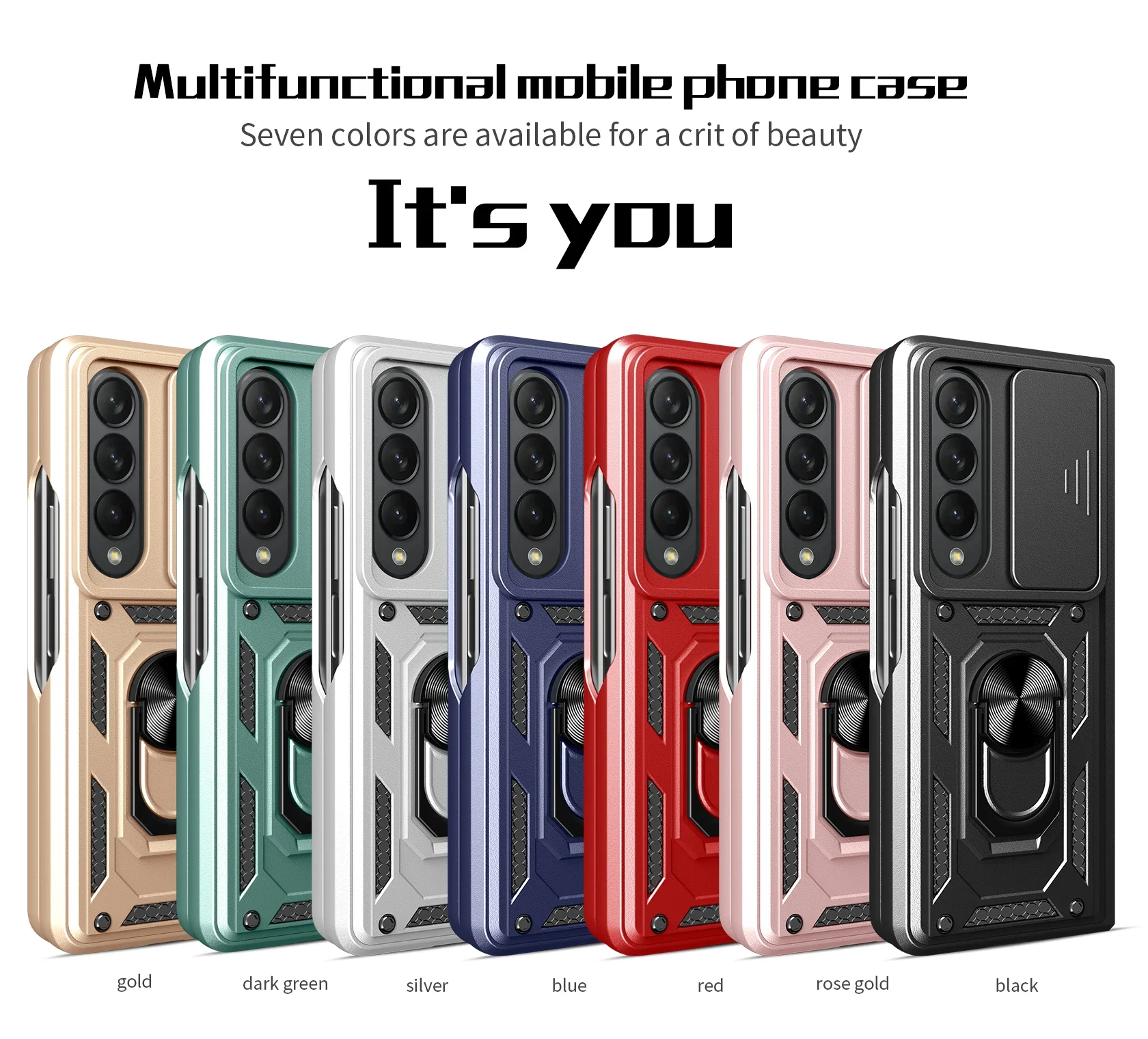Armor Phone Case for Samsung Galaxy Z Fold 6 7 4 5 Shockproof Ring Holder Full Camera Lens Protection Soft Silicone Cover Cases