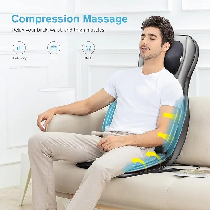 Adjustable Neck Rollers With Air 3D Shiatsu Neck Back Waist Thighs Full Body Massage With Heating Pad Seat Cushion