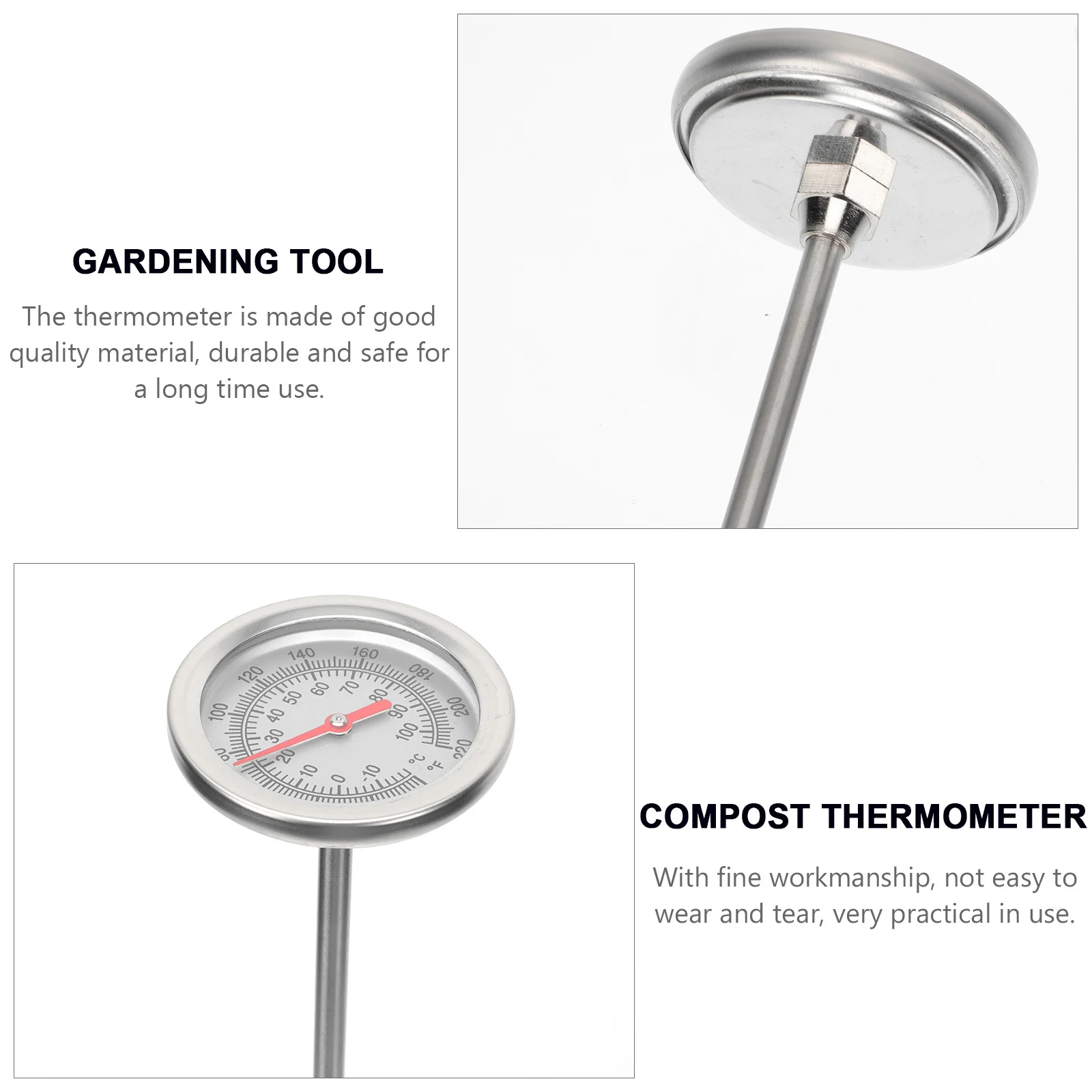 ステンレス鋼土壌温度計ロングステム正確な園芸ツール家庭や温室での植栽用