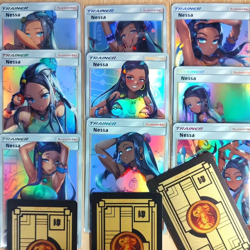 Pokemon Ptcg Trainer serie Color Flash Lillie Rosa tarjeta Nessa Dawn hecho a sí mismo Diy personajes del juego de Anime colección tarjeta juguete para regalo