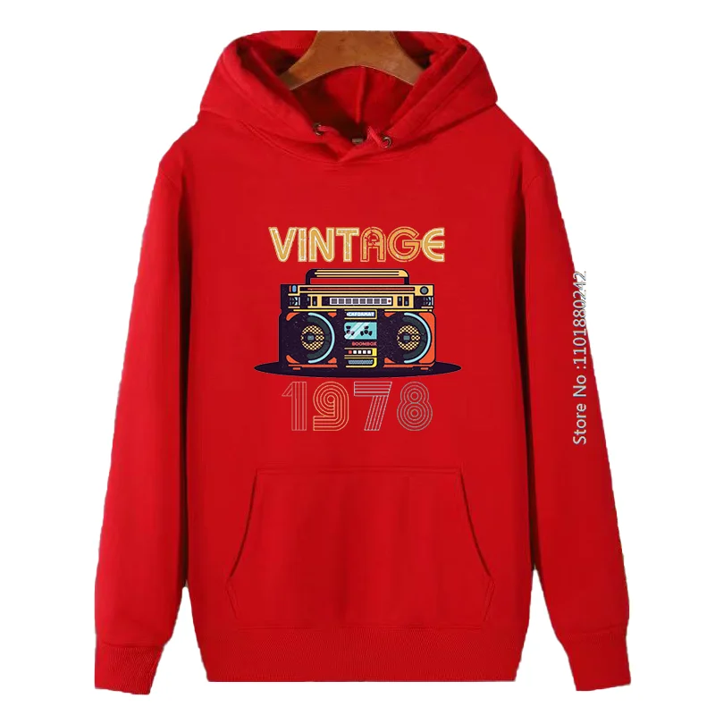 Vintage Funny Graphic Hooded Sweatshirts Born In 1978 Fashion Men's Winter Clothes High Quality New In Hoodies And Blouses