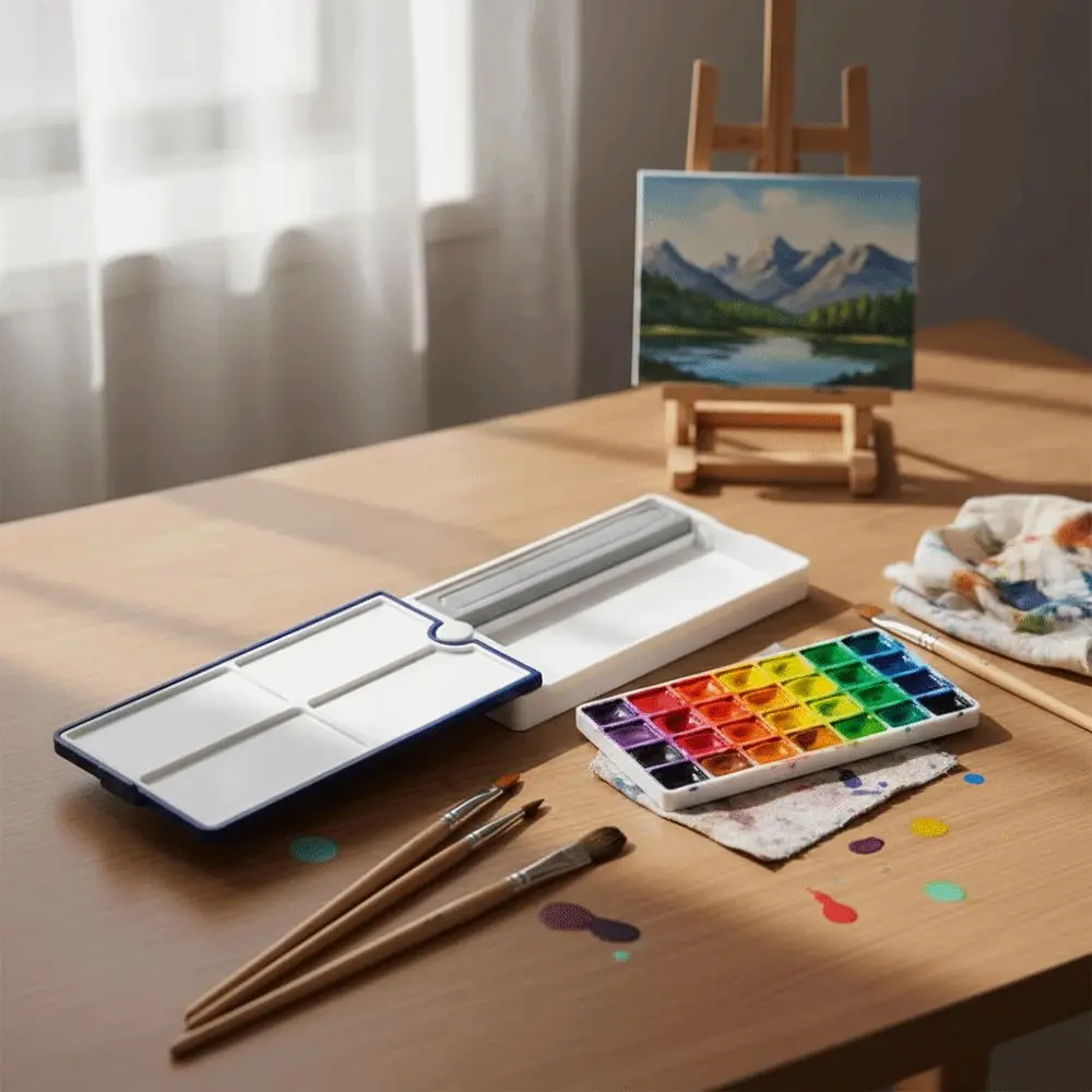360 Degree Rotatable Watercolor Palette Empty 28 Grids Paint Box Detachable Portable Paint Tray Watercolor Painting