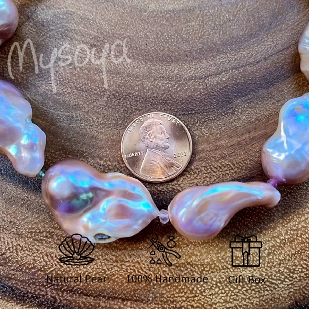 

MYSOYA 25-28 мм фиолетовое ожерелье из пресноводного жемчуга в стиле барокко, подарочная коробка разных размеров, идеально подходящая для свадьбы, дня рождения, Рождества, Нового года