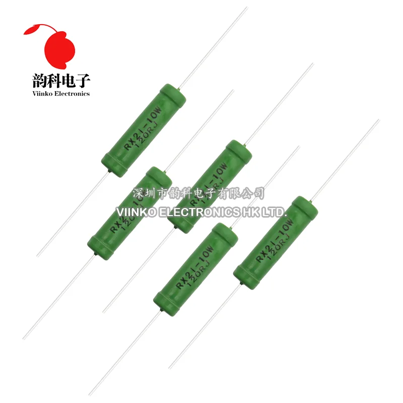 5pcs RX21 10W Wire Wound Resistance 5% 1R 10R 100R 1K 10K 12K 15K 20R 22R 24R 27R 30R 33R 0.05 0.1 0.22 1 10 15 100 ohm Resistor