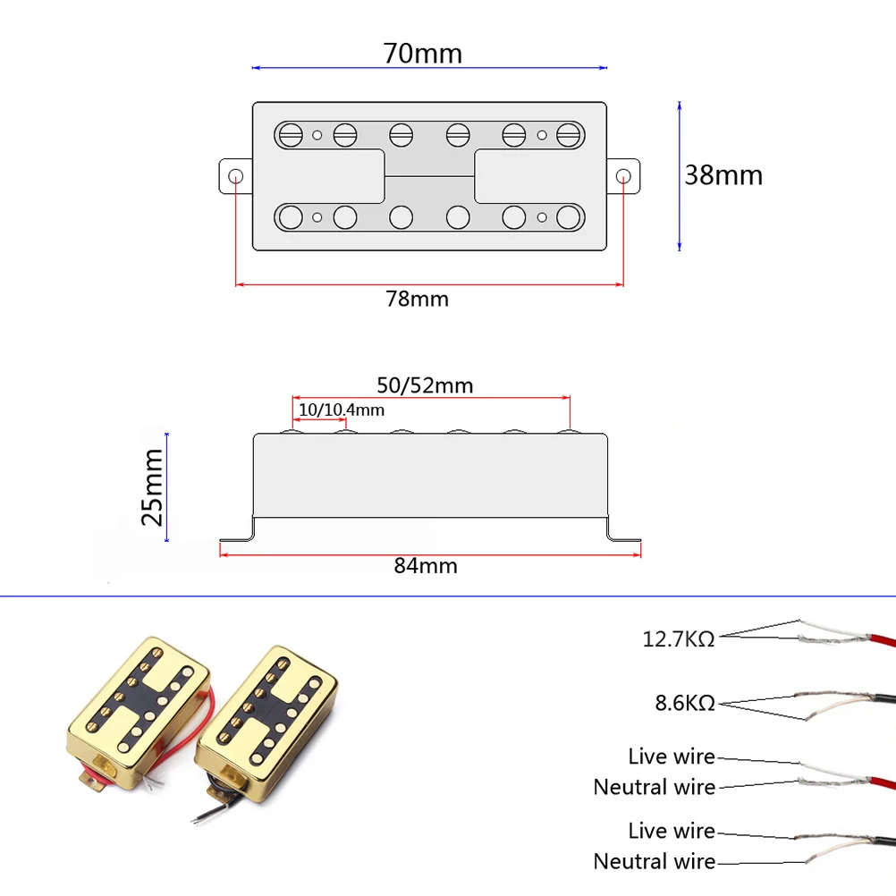 

Electric Guitar Humbucker Pickups Gold Double Coil Wax Potted Noise Reduction Durable for Metal Rock Hip-Hop Gmc41