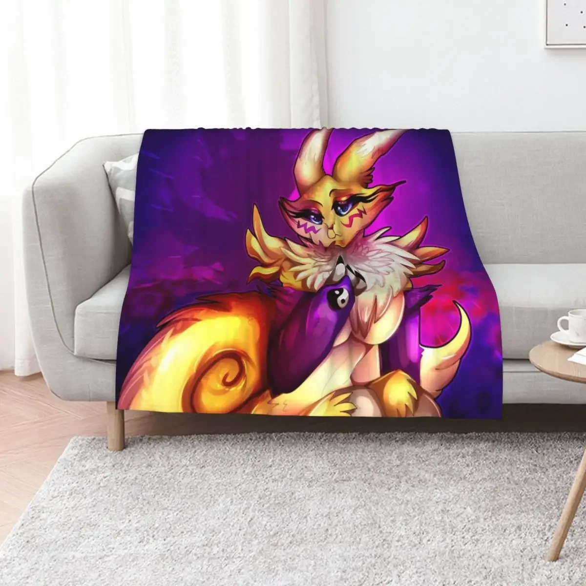 

Renamon 2 Throw Blanket Winter beds Softest Cute Hairy Blankets