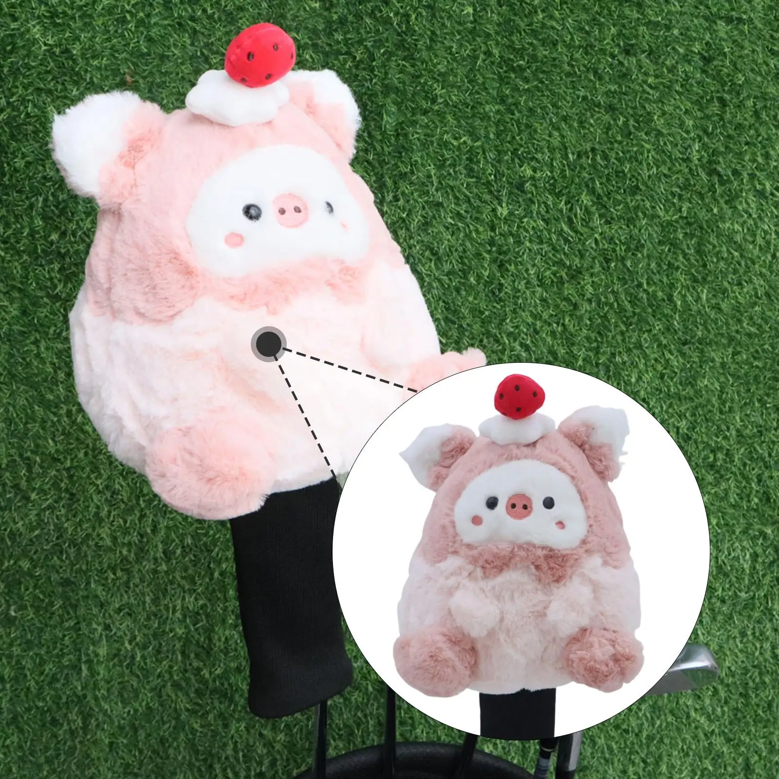 

Headcover Cartoon Pig Plush Knit Design Protection for Golfers Clubs Family