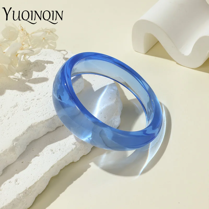 New Colorful Transparent Resin Bangles Girls Geometric Irregular Bangles Bracelets for Women Indian Party Fashion Jewelry Gifts