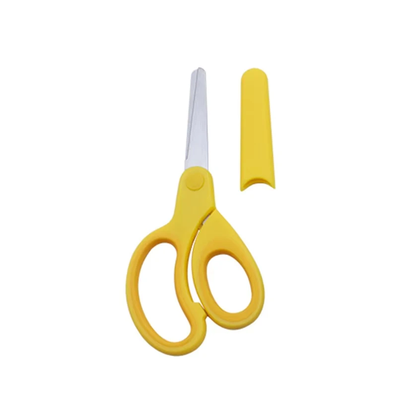 Left-Handed Safety Scissors for Kids with Sleeve DIY Paper Cutting Tool Student Stationery Scissors Easy to Use